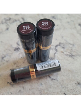 Lot of 3 Revlon Super Lustrous Creme Lipstick 477 BLACK CHERRY Makeup Cream NEW